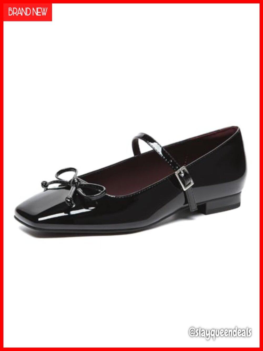 Women's Square Toe Bowknot Mary Jane Ballet Flats Dress Shoes